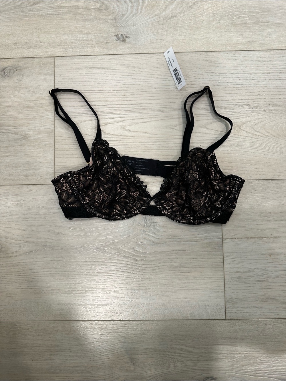 Soma Unlined Lace Plunge Bra Black 32C NWT